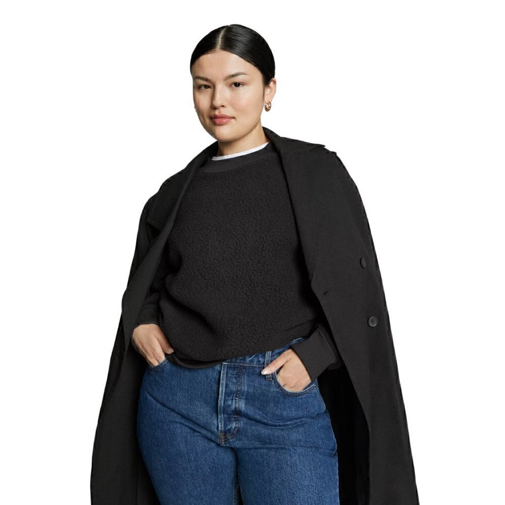 FLASH SALE! 🥳 Everlane NWT ReNew Teddy Oversized Crew Fleece Sweatshirt Black S